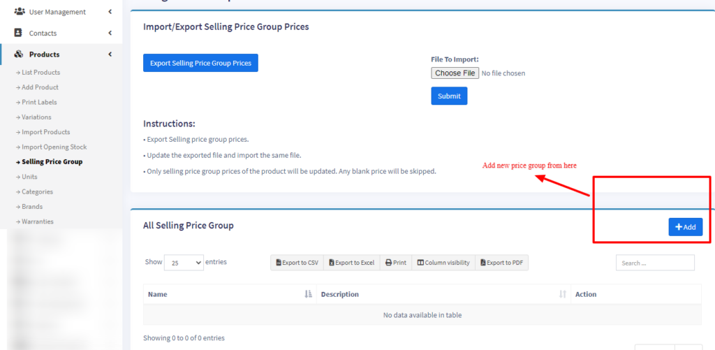 Selling Price Group